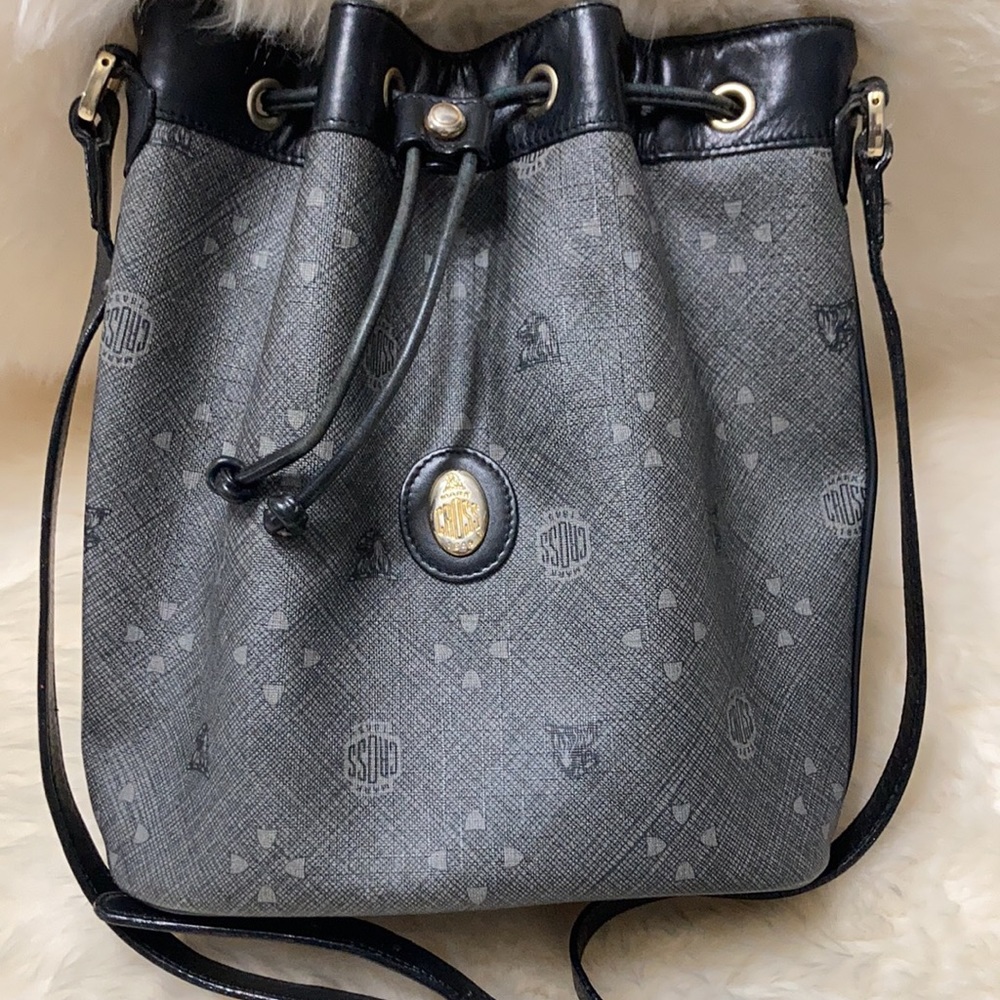 Vintage Mark Cross Bucket Bag Canvas and Leather